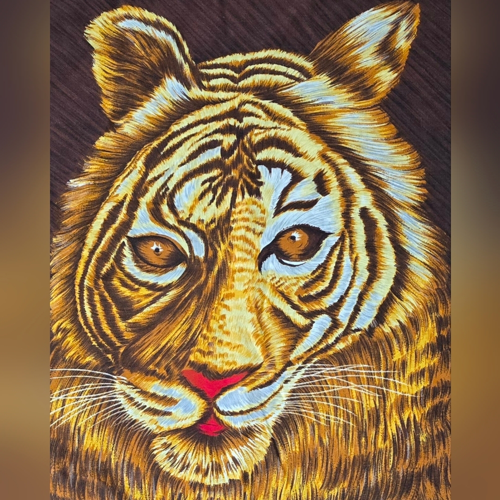 Vtg Tiger Fabric Panel Time by Wesco-Reltex Pillow Wall Hanging 2 Fabric Panels